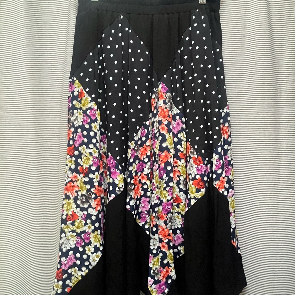 Maeve Floral Black Midi Skirt